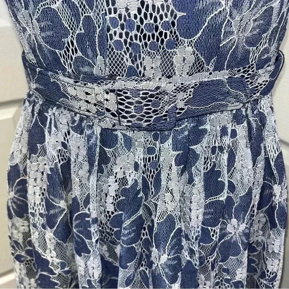 Eliza J Lace, sleeveless, v-neck, Belted, Midi Dress, zip back, 3 layer lining - Picture 9 of 12